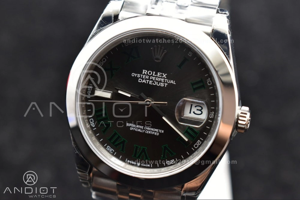 DateJust 41 SS 126334 VSF 1:1 Best Edition 904L Steel Gray Dial Green Roman on Jubilee Bracelet VS3235