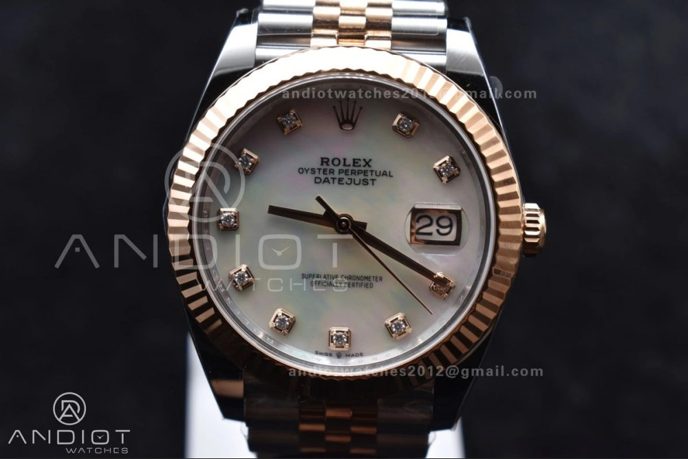 DateJust 41 SS RG 126333 Clean 1:1 Best Edition 904L Steel White MOP Diamonds Dial on Jubilee Bracelet VR3235