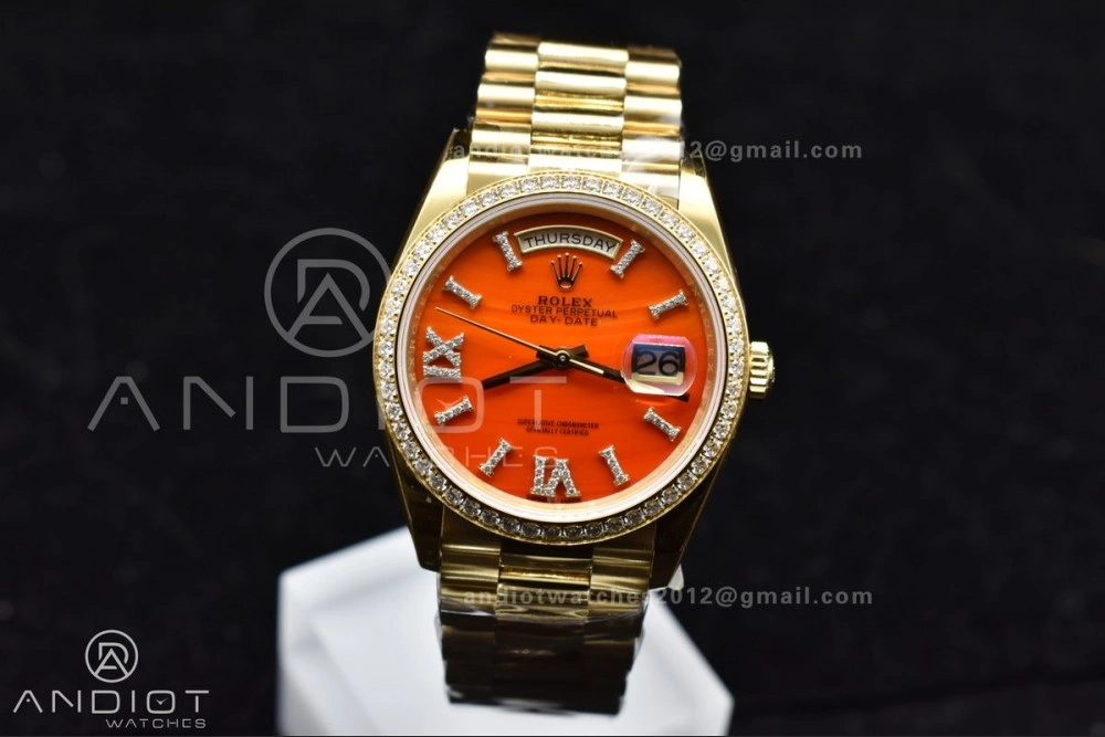 Day Date 36 YG RAF 1:1 Best Edition Red Carnelian Dial on YG Bracelet A2836