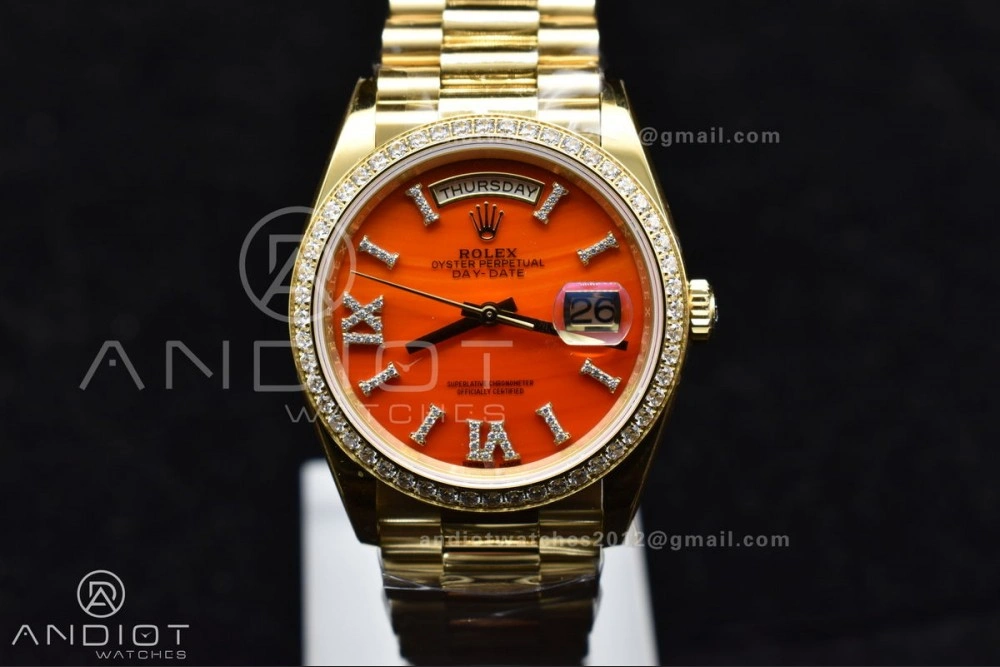 Day Date 36 YG RAF 1:1 Best Edition Red Carnelian Dial on YG Bracelet A2836