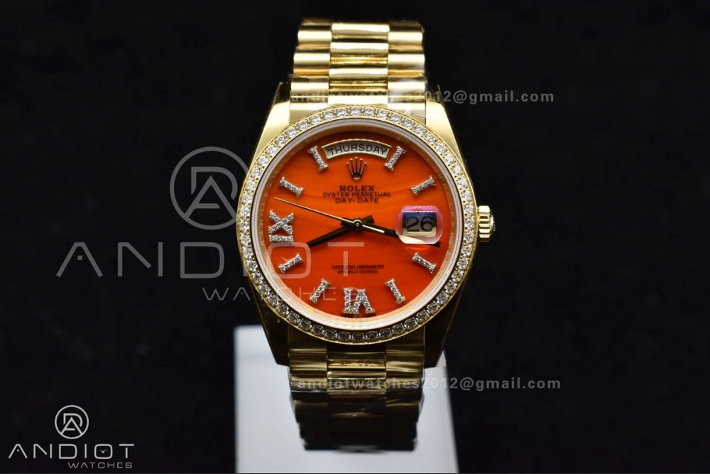 Day Date 36 YG RAF 1:1 Best Edition Red Carnelian Dial on YG Bracelet A2836