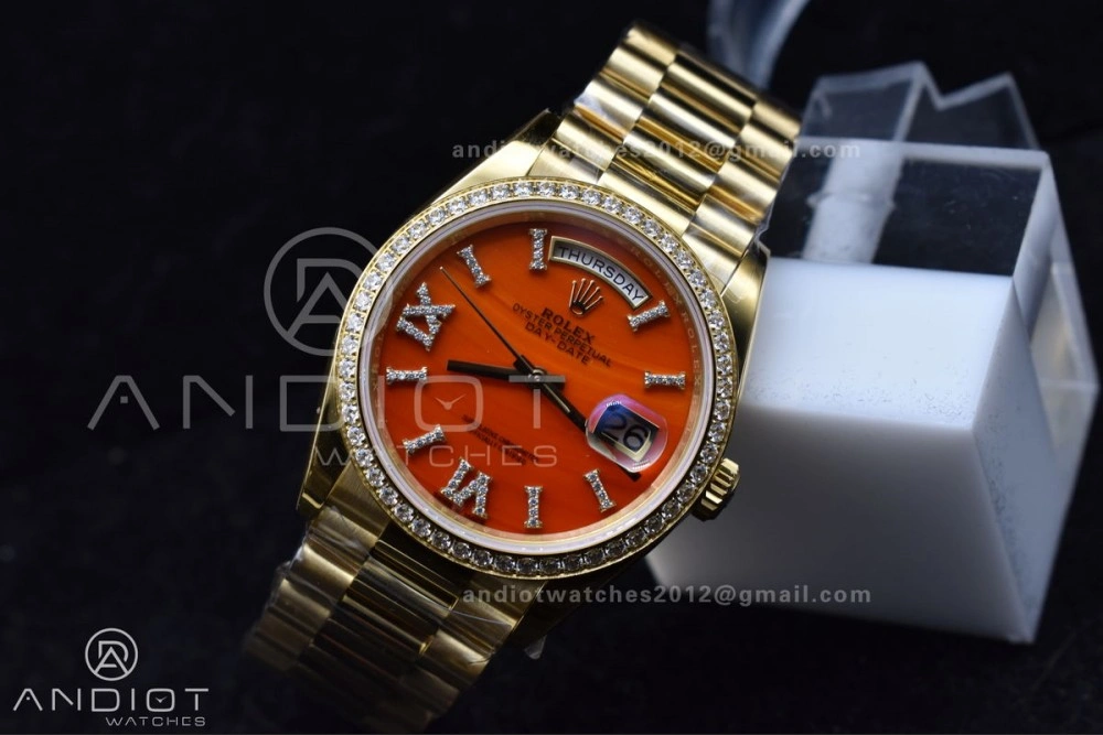 Day Date 36 YG RAF 1:1 Best Edition Red Carnelian Dial on YG Bracelet A2836