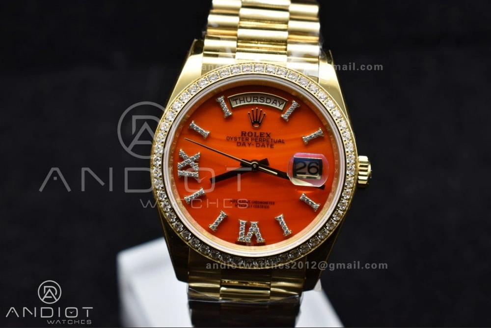 Day Date 36 YG RAF 1:1 Best Edition Red Carnelian Dial on YG Bracelet A2836