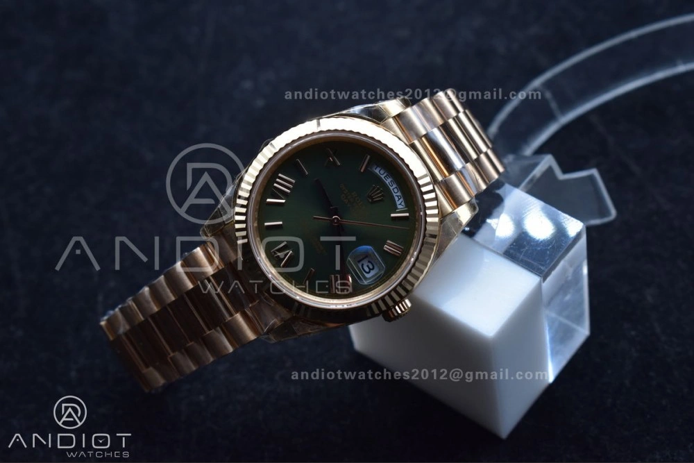 Day Date 40 RG 228235 THBF 1:1 Best Edition Green Roman Dial on President Bracelet VR3255 (Gain Weight)