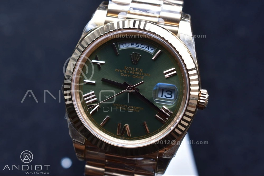 Day Date 40 RG 228235 THBF 1:1 Best Edition Green Roman Dial on President Bracelet VR3255 (Gain Weight)