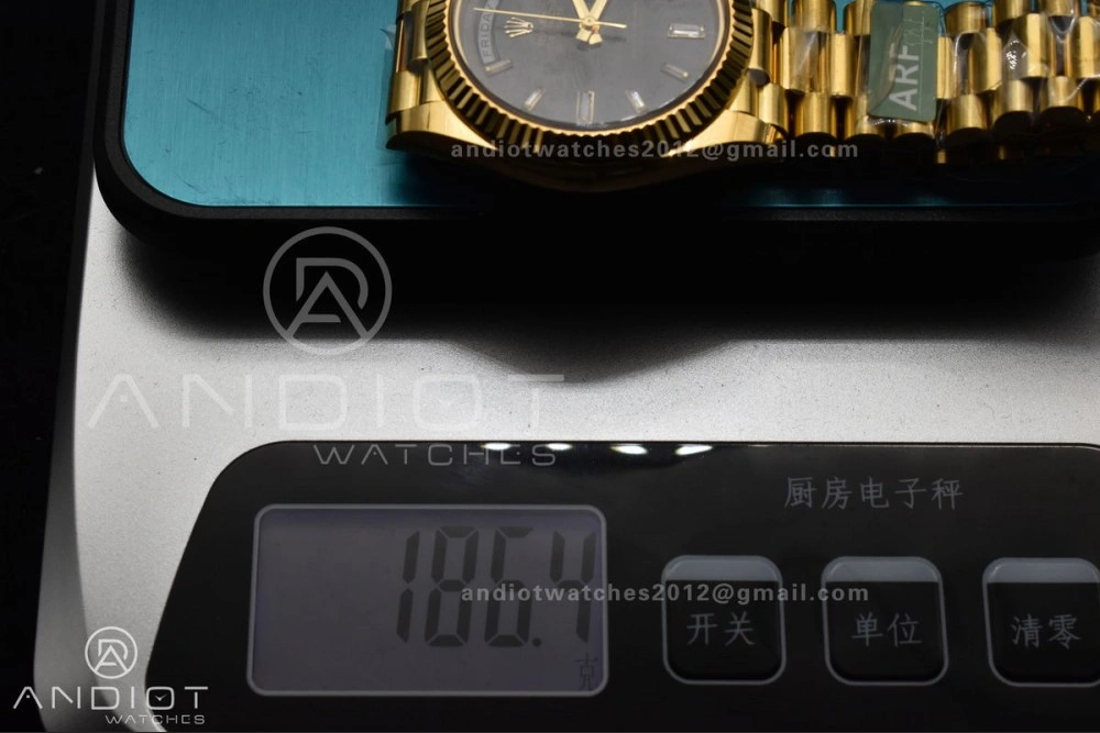 Day Date 40 YG 228238 ARF 1:1 Best Edition Black Crystal Dial On President Bracelet VR3255 (Gain Weight)