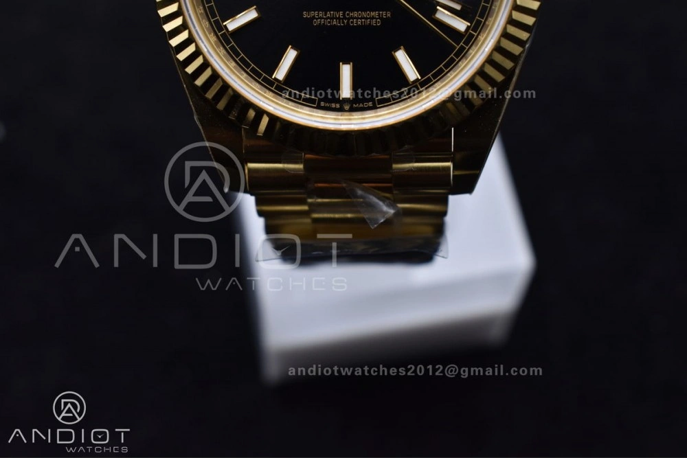 Day Date 40 YG 228238 ARF 1:1 Best Edition Black Stick Dial On President Bracelet VR3255 (Gain Weight)