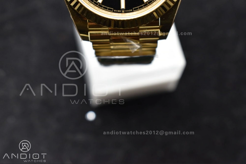 Day Date 40 YG 228238 ARF 1:1 Best Edition Black Stick Dial On President Bracelet VR3255 (Gain Weight)