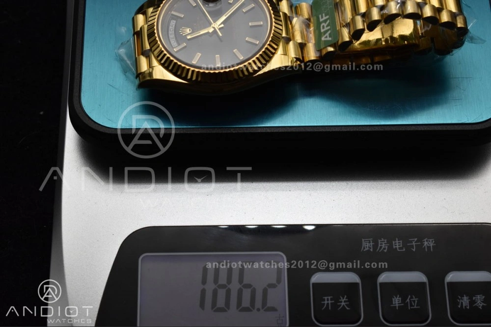 Day Date 40 YG 228238 ARF 1:1 Best Edition Black Stick Dial On President Bracelet VR3255 (Gain Weight)