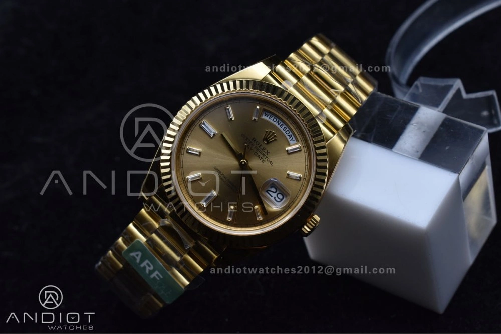 Day Date 40 YG 228238 ARF 1:1 Best Edition Gold Crystal Dial On President Bracelet VR3255 (Gain Weight)
