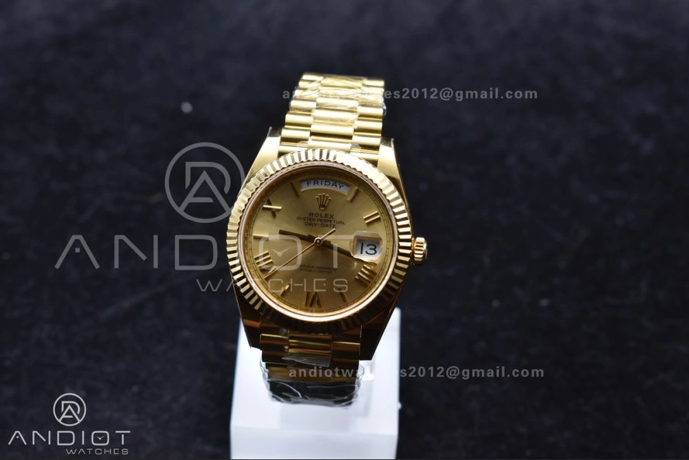 Day Date 40 YG 228238 ARF 1:1 Best Edition Gold Roman Dial On President Bracelet VR3255 (Gain Weight)
