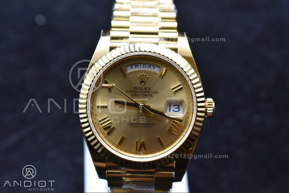 Day Date 40 YG 228238 ARF 1:1 Best Edition Gold Roman Dial On President Bracelet VR3255 (Gain Weight)
