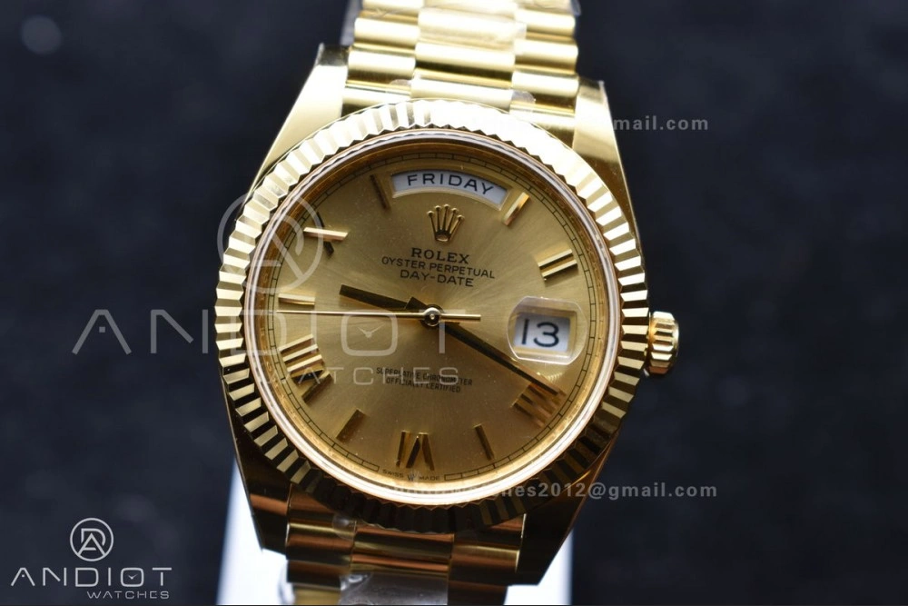 Day Date 40 YG 228238 ARF 1:1 Best Edition Gold Roman Dial On President Bracelet VR3255 (Gain Weight)