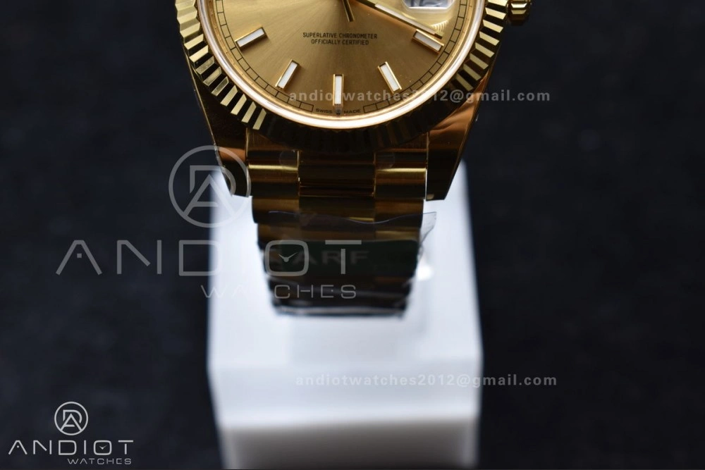 Day Date 40 YG 228238 ARF 1:1 Best Edition Gold Stick Dial On President Bracelet VR3255 (Gain Weight)