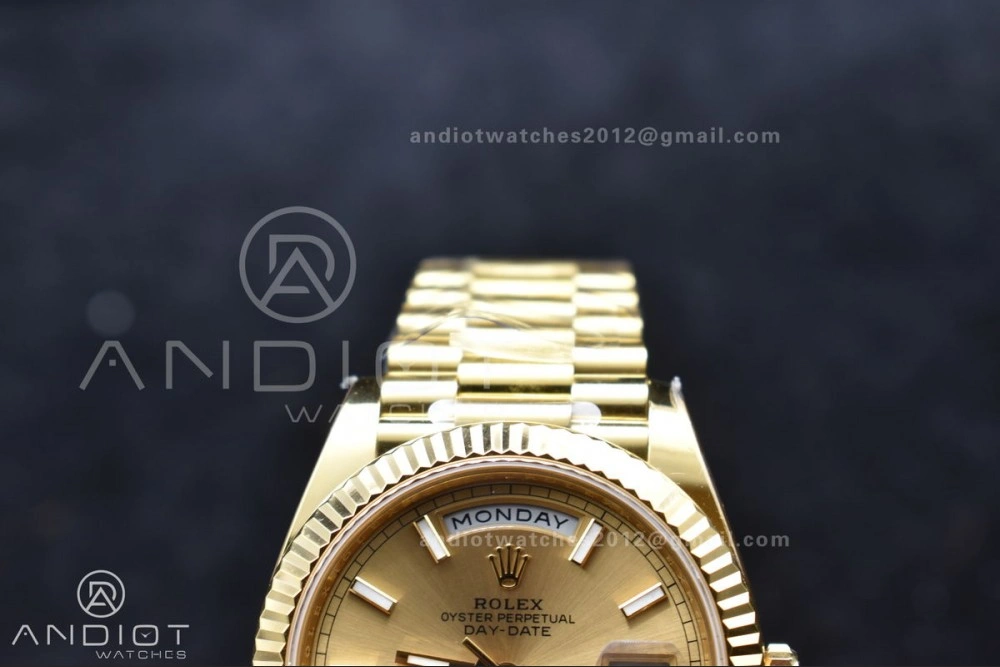 Day Date 40 YG 228238 ARF 1:1 Best Edition Gold Stick Dial On President Bracelet VR3255 (Gain Weight)