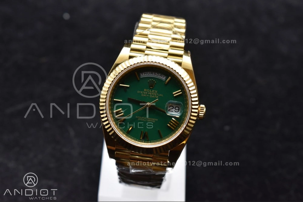 Day Date 40 YG 228238 ARF 1:1 Best Edition Green Roman Dial on President Bracelet VR3255 (Gain Weight)