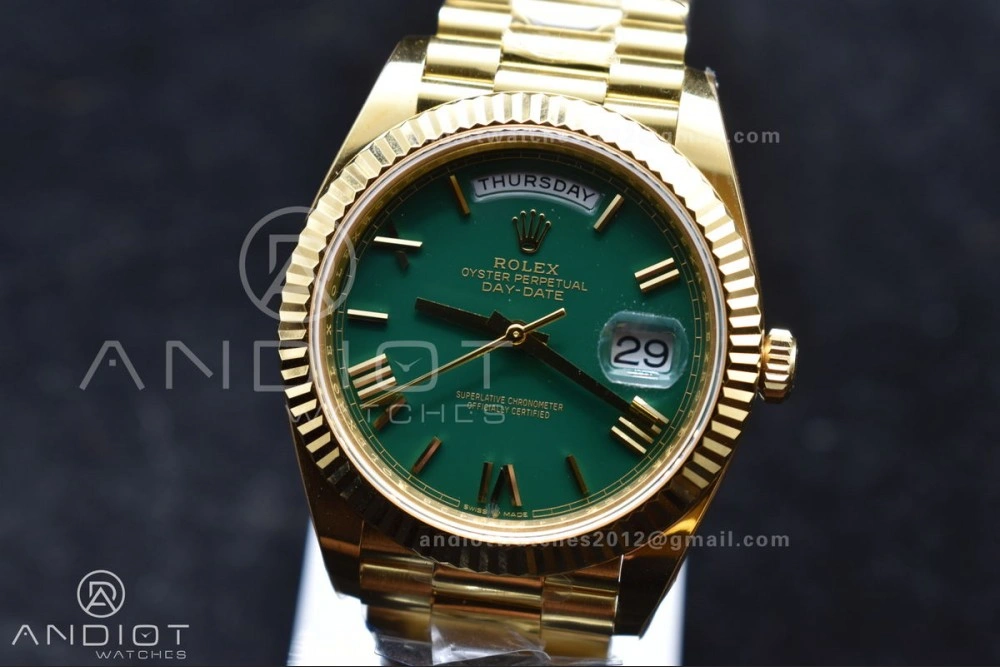 Day Date 40 YG 228238 ARF 1:1 Best Edition Green Roman Dial on President Bracelet VR3255 (Gain Weight)