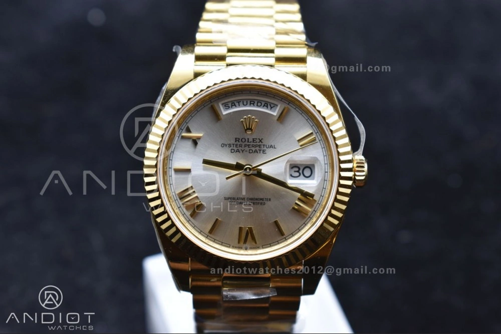 Day Date 40 YG 228238 ARF 1:1 Best Edition Silver Roman Dial On President Bracelet VR3255 (Gain Weight)
