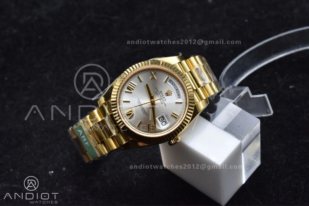 Day Date 40 YG 228238 ARF 1:1 Best Edition Silver Roman Dial On President Bracelet VR3255 (Gain Weight)
