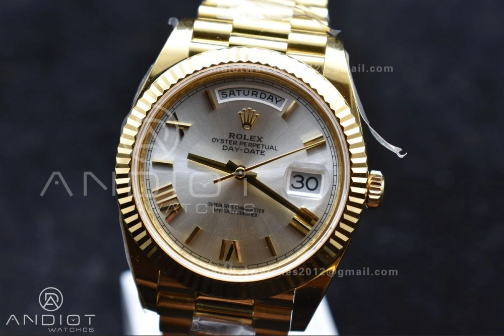 Day Date 40 YG 228238 ARF 1:1 Best Edition Silver Roman Dial On President Bracelet VR3255 (Gain Weight)