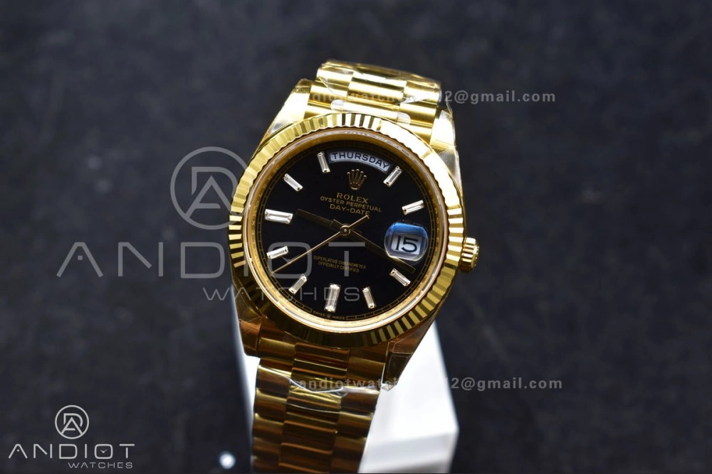 Day Date 40 YG 228238 THBF 1:1 Best Edition Black Crystal Dial on President Bracelet VR3255 (Gain Weight)