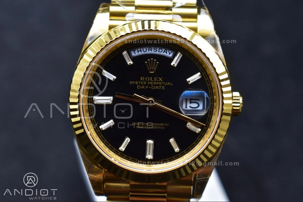 Day Date 40 YG 228238 THBF 1:1 Best Edition Black Crystal Dial on President Bracelet VR3255 (Gain Weight)