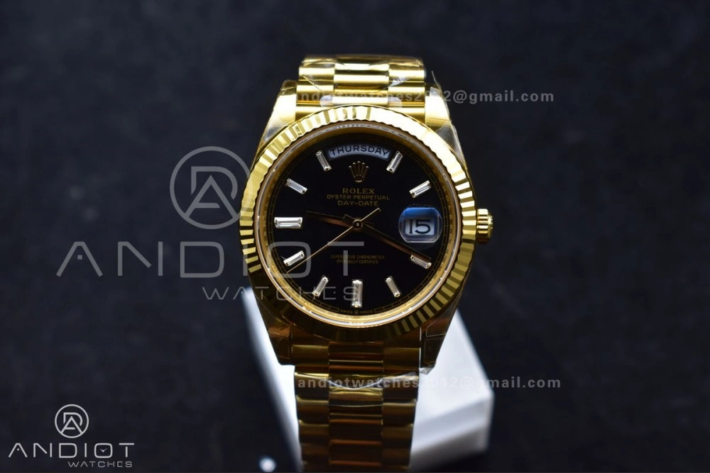 Day Date 40 YG 228238 THBF 1:1 Best Edition Black Crystal Dial on President Bracelet VR3255 (Gain Weight)