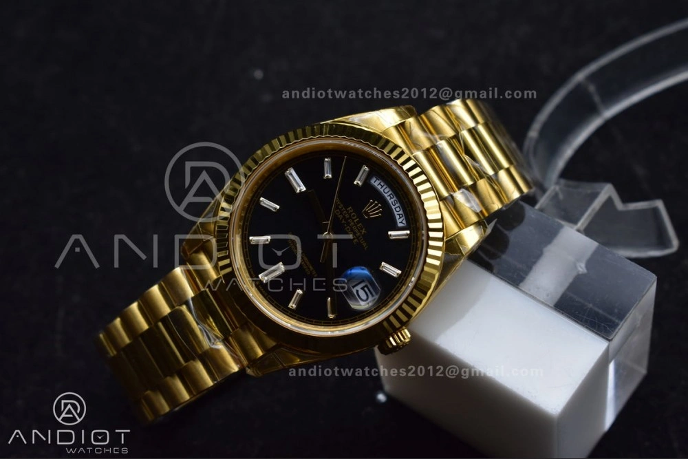 Day Date 40 YG 228238 THBF 1:1 Best Edition Black Crystal Dial on President Bracelet VR3255 (Gain Weight)