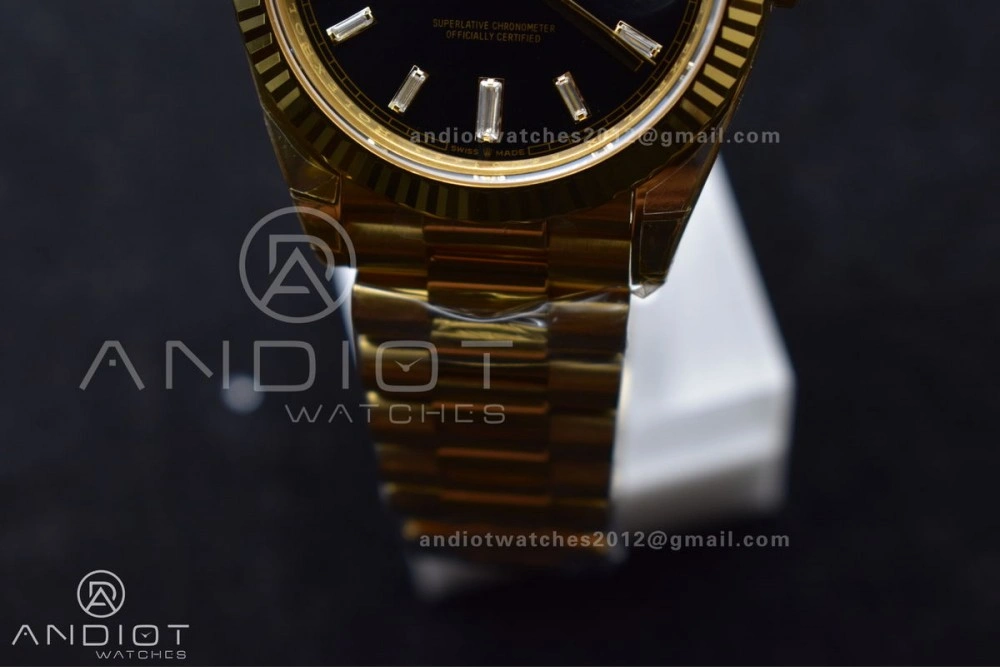 Day Date 40 YG 228238 THBF 1:1 Best Edition Black Crystal Dial on President Bracelet VR3255 (Gain Weight)