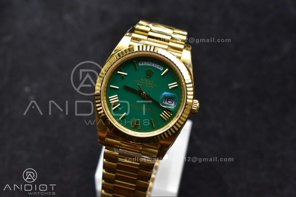 Day Date 40 YG 228238 THBF 1:1 Best Edition Green Roman Dial on President Bracelet VR3255 (Gain Weight)