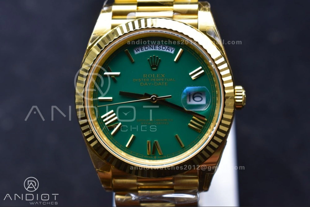 Day Date 40 YG 228238 THBF 1:1 Best Edition Green Roman Dial on President Bracelet VR3255 (Gain Weight)