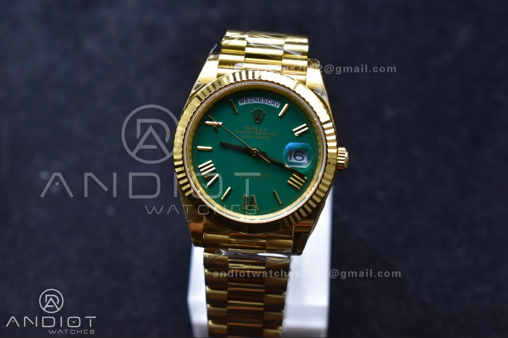 Day Date 40 YG 228238 THBF 1:1 Best Edition Green Roman Dial on President Bracelet VR3255 (Gain Weight)