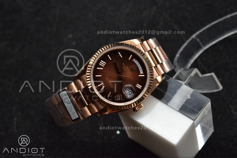 DayDate 36 RG QF Best Edition 904L Steel Brown Dial on RG President Bracelet vr3255 V5 (Gain Weight)
