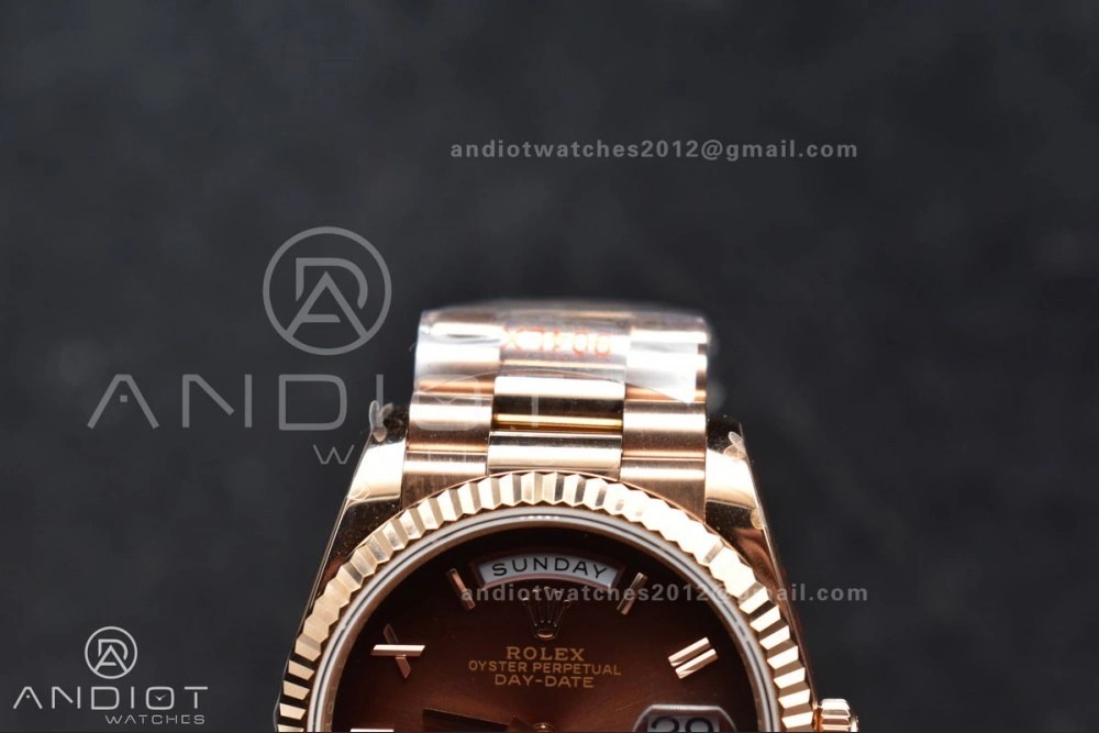 DayDate 36 RG QF Best Edition 904L Steel Brown Dial on RG President Bracelet vr3255 V5 (Gain Weight)