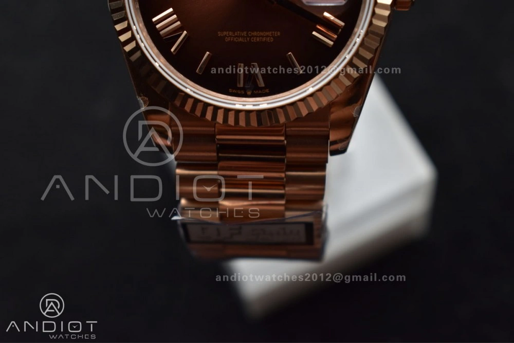 DayDate 36 RG QF Best Edition 904L Steel Brown Dial on RG President Bracelet vr3255 V5 (Gain Weight)