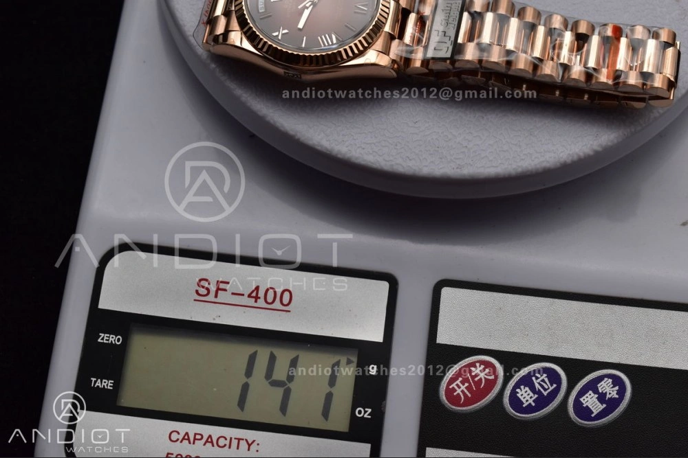 DayDate 36 RG QF Best Edition 904L Steel Brown Dial on RG President Bracelet vr3255 V5 (Gain Weight)