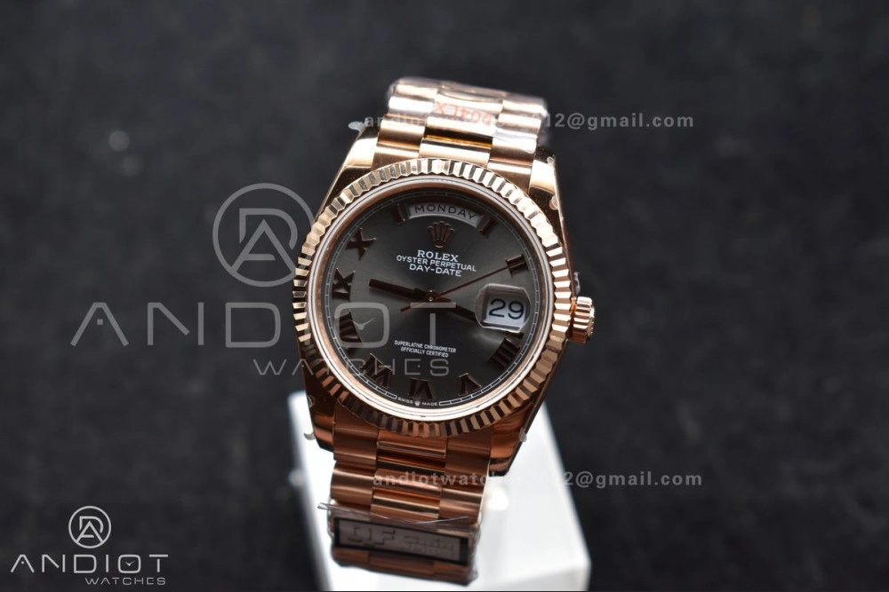 DayDate 36 RG QF Best Edition 904L Steel Grey Roman Dial on President Bracelet vr3255 V5 (Gain Weight)