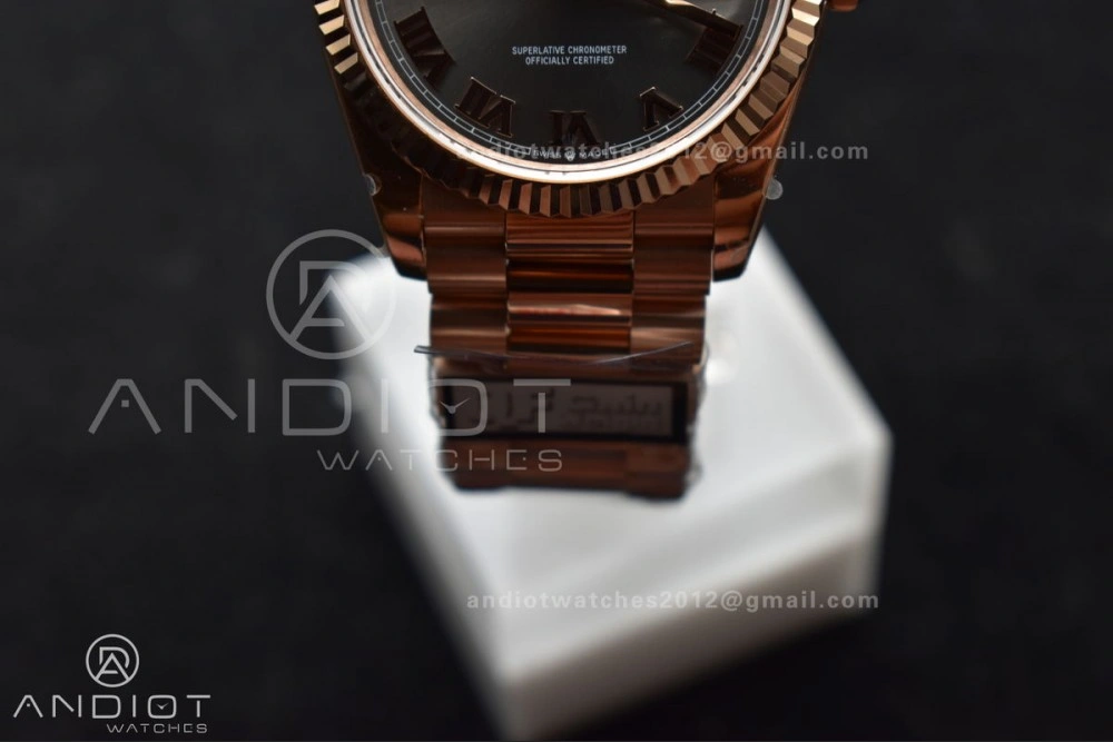 DayDate 36 RG QF Best Edition 904L Steel Grey Roman Dial on President Bracelet vr3255 V5 (Gain Weight)