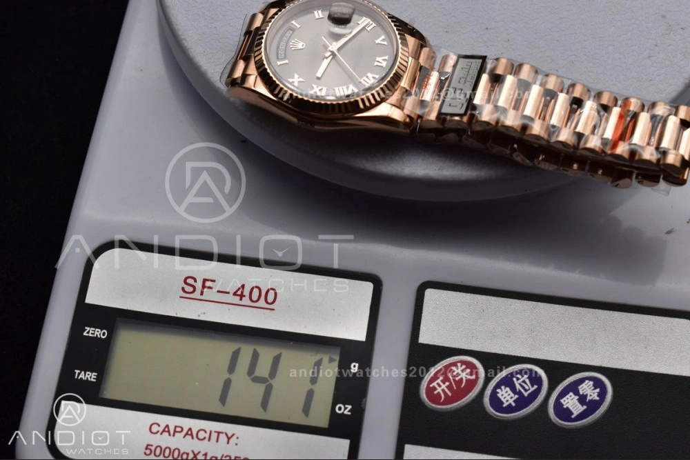 DayDate 36 RG QF Best Edition 904L Steel Grey Roman Dial on President Bracelet vr3255 V5 (Gain Weight)