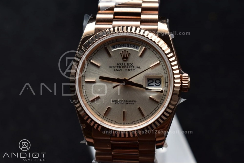 DayDate 36 RG QF Best Edition 904L Steel Silver Dial on President Bracelet vr3255 V5 (Gain Weight)