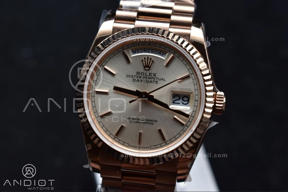 DayDate 36 RG QF Best Edition 904L Steel Silver Dial on President Bracelet vr3255 V5 (Gain Weight)