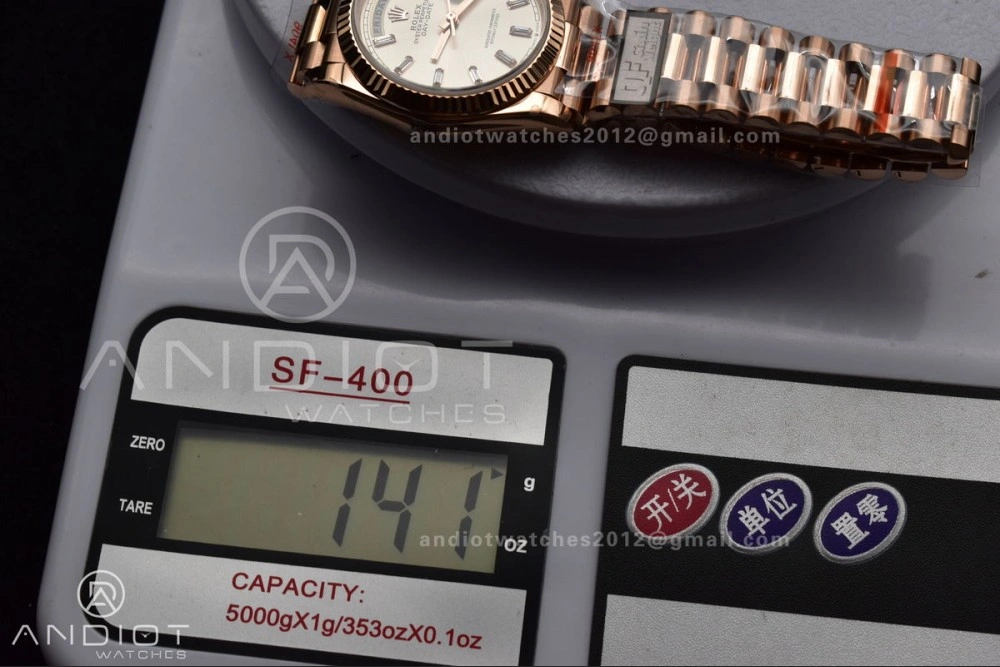 DayDate 36 RG QF Best Edition 904L Steel Silver Dial with Stick Diamond on President Bracelet vr3255 V5 (Gain Weight)