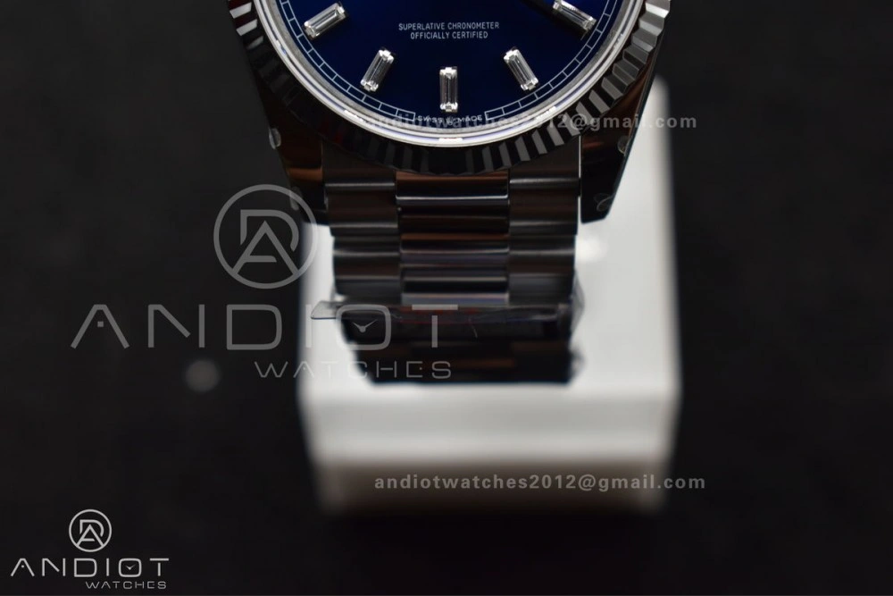DayDate 36 SS QF Best Edition 904L Steel Blue Crystal Dial on President Bracelet vr3255 V5 (Gain Weight)