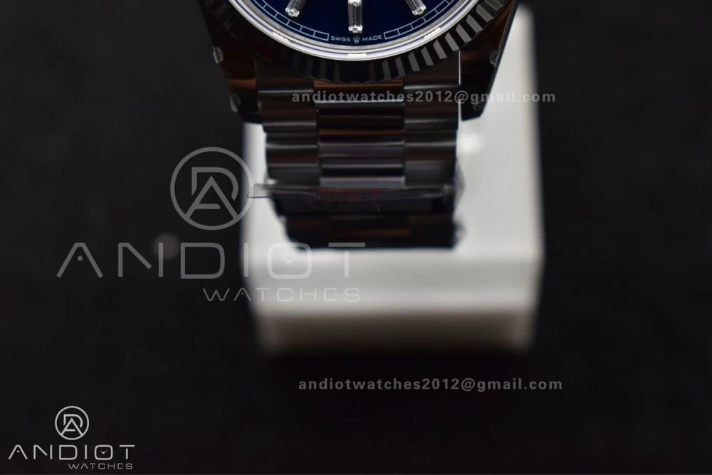 DayDate 36 SS QF Best Edition 904L Steel Blue Crystal Dial on President Bracelet vr3255 V5 (Gain Weight)
