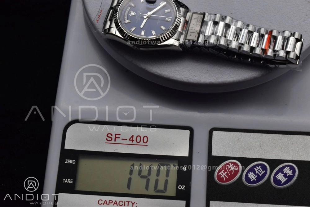 DayDate 36 SS QF Best Edition 904L Steel Blue Crystal Dial on President Bracelet vr3255 V5 (Gain Weight)