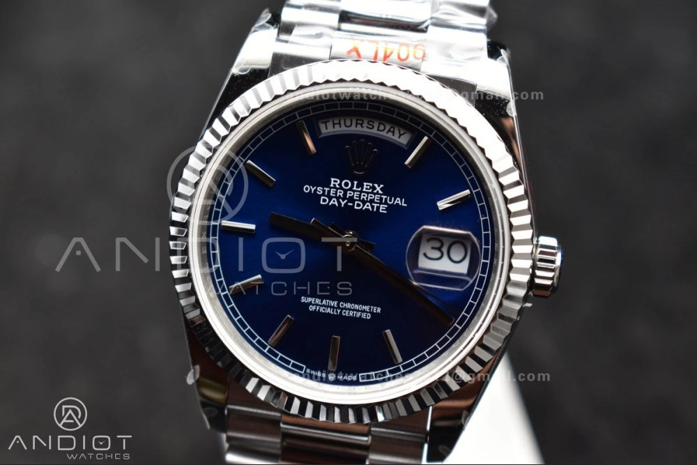 DayDate 36 SS QF Best Edition 904L Steel Blue Dial on President Bracelet vr3255 V5 (Gain Weight)