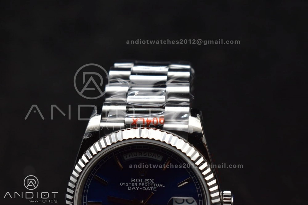 DayDate 36 SS QF Best Edition 904L Steel Blue Dial on President Bracelet vr3255 V5 (Gain Weight)