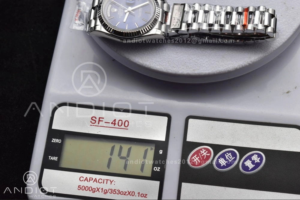 DayDate 36 SS QF Best Edition 904L Steel Blue Dial on President Bracelet vr3255 V5 (Gain Weight)