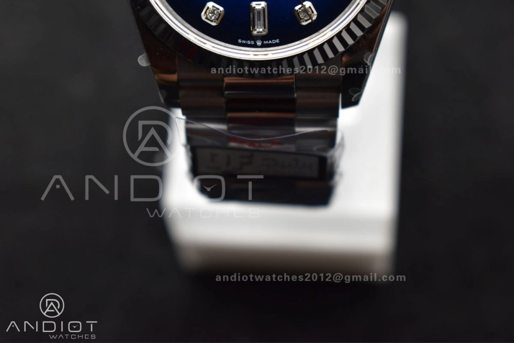 DayDate 36 SS QF Best Edition 904L Steel Blue Diamond Dial on President Bracelet vr3255 V5 (Gain Weight)