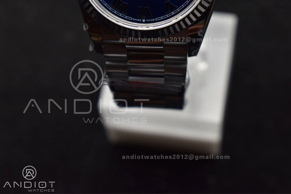 DayDate 36 SS QF Best Edition 904L Steel Blue Roman Dial on President Bracelet vr3255 V5 (Gain Weight)